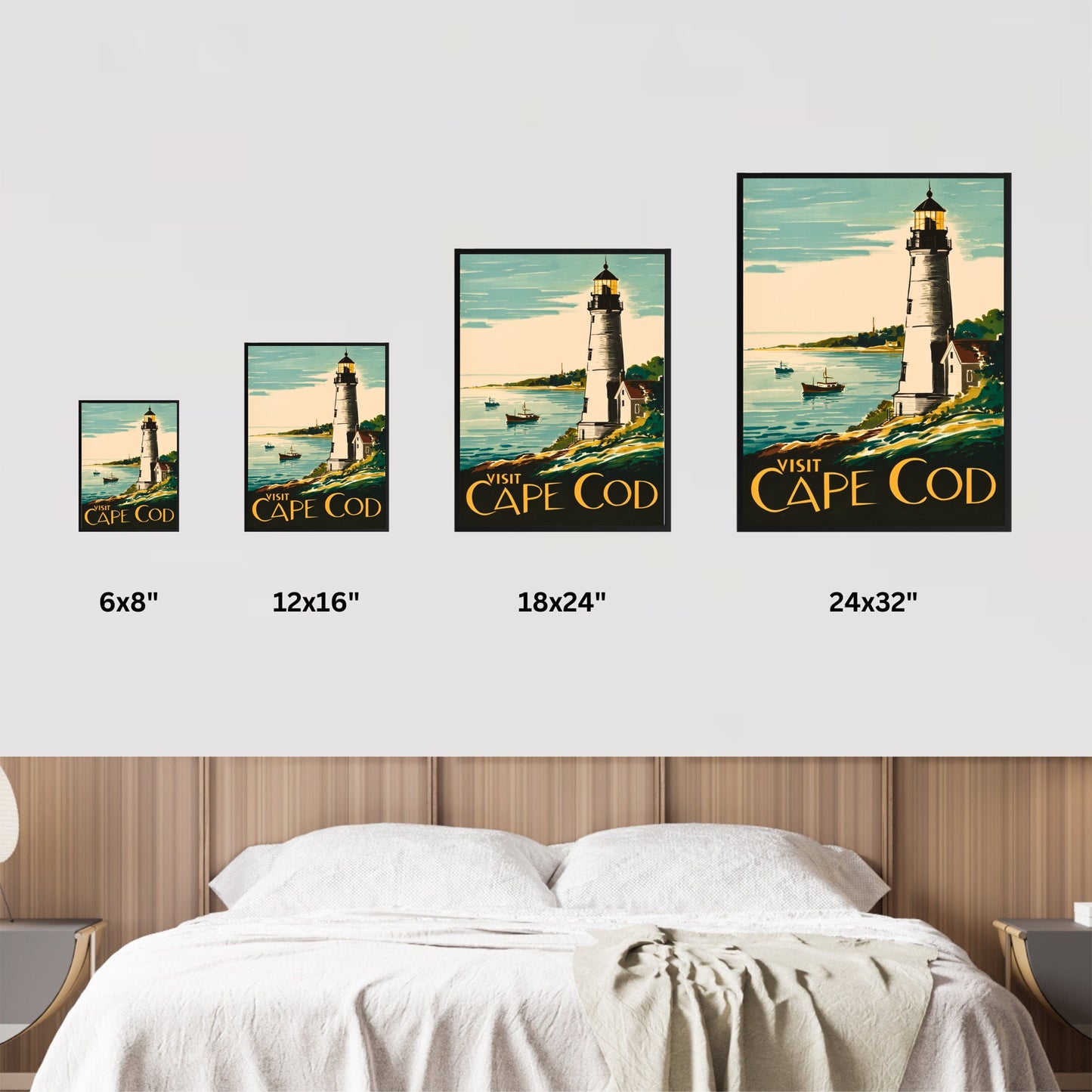 Cape Cod Vintage Travel Poster - Lighthouse Views