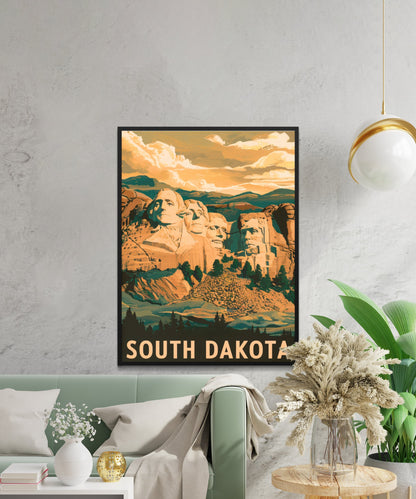 South Dakota Vintage Travel Poster