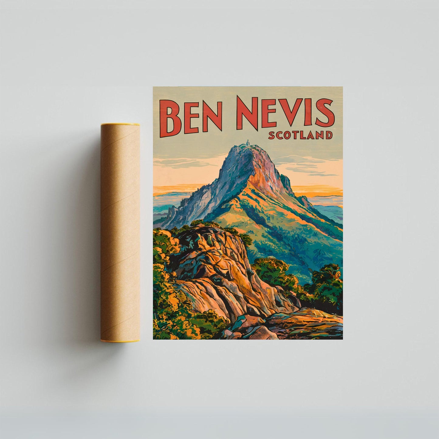 Ben Nevis Vintage Travel Poster - Majestic Mountain Views