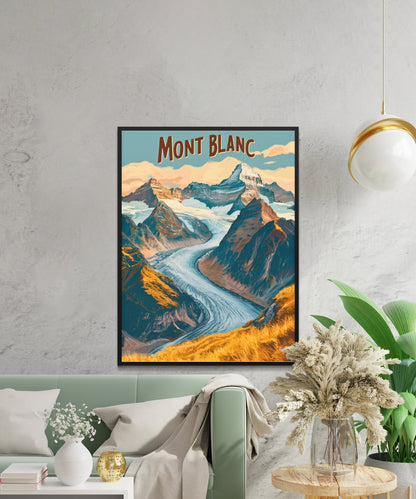 Mont Blanc Vintage Travel Poster - Highest Peak in Western Europe