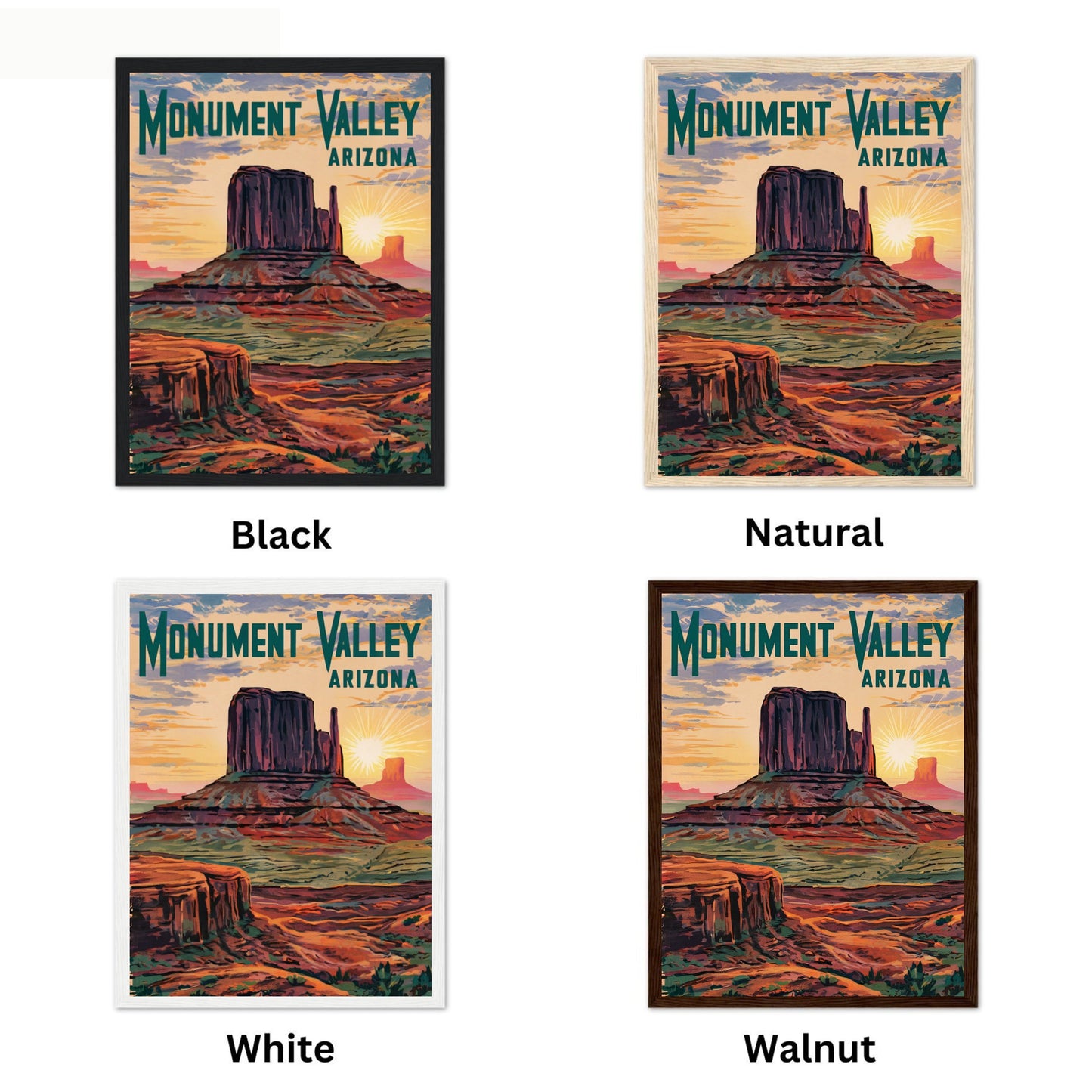 Monument Valley Vintage Travel Poster  - Iconic Red Rock Landscapes