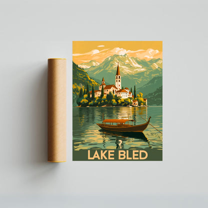 Lake Bled Vintage Travel Poster