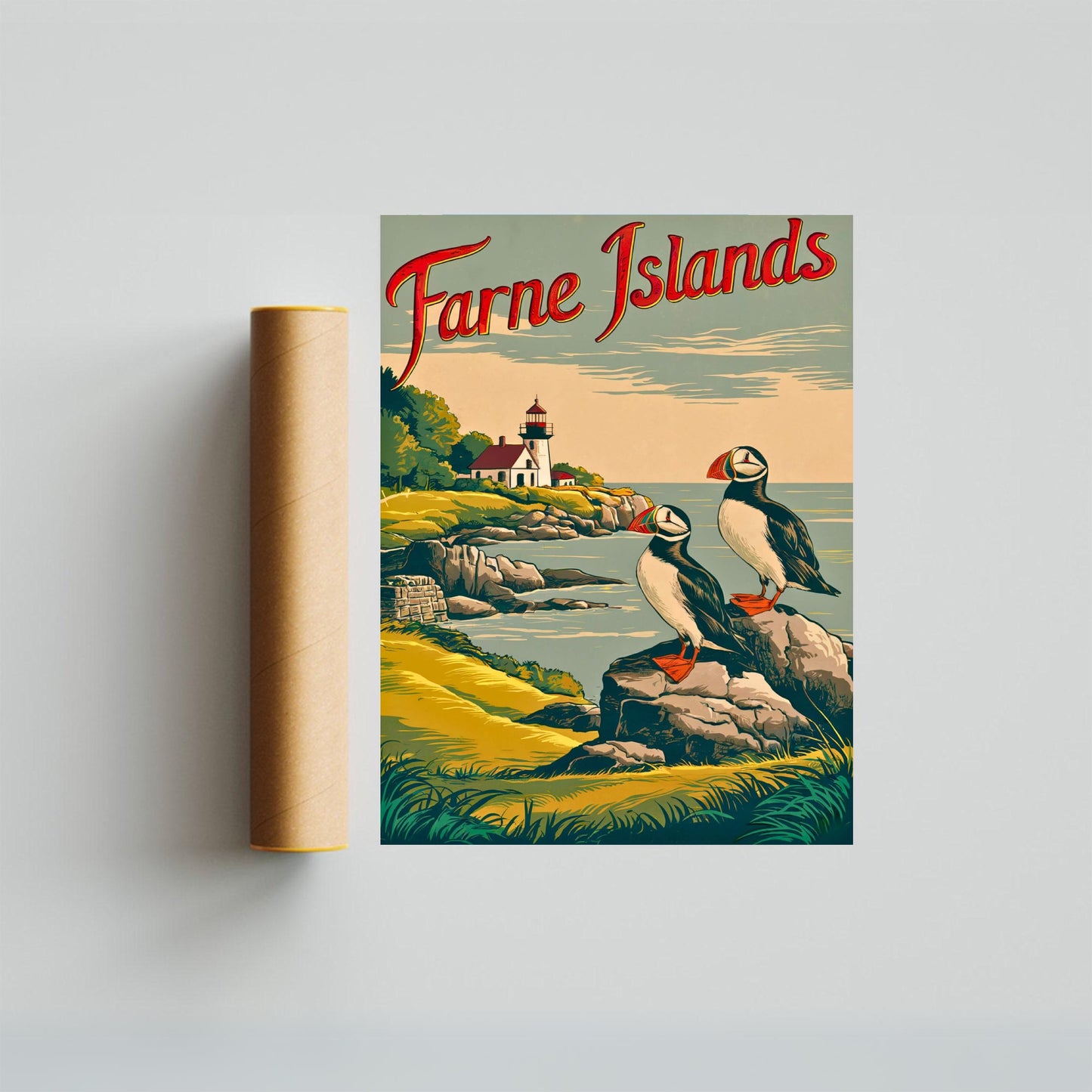 Farne Islands Vintage Travel Poster