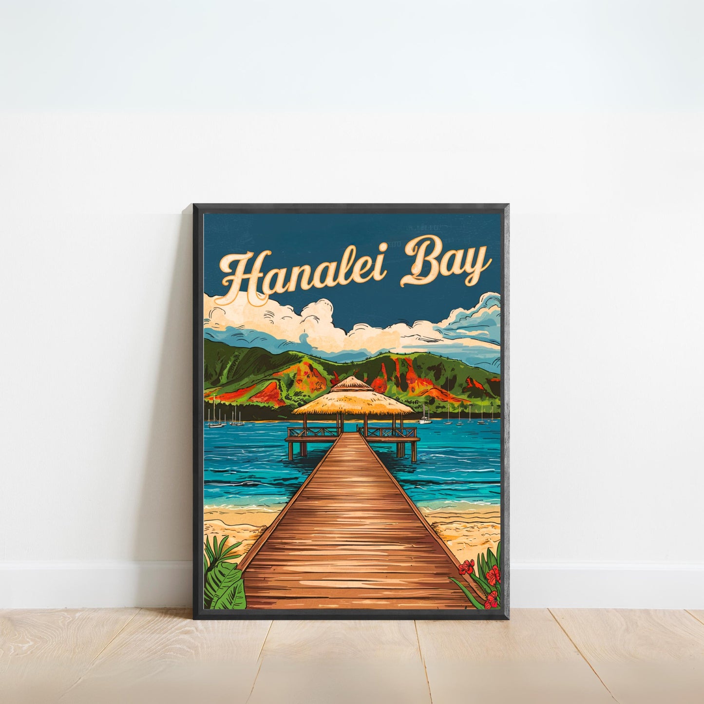 Hanalei Bay Vintage Travel Poster - Lush Valley