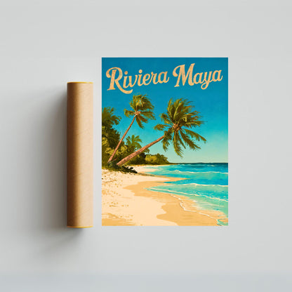 Riviera Maya Vintage Travel Poster - Caribbean Bliss