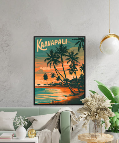 Kaanapali Beach Vintage Travel Poster - Serene Escape