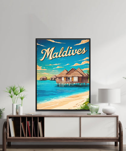 Maldives Vintage Travel Poster - Peaceful Landscape