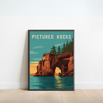 Pictured Rocks Vintage Travel Poster