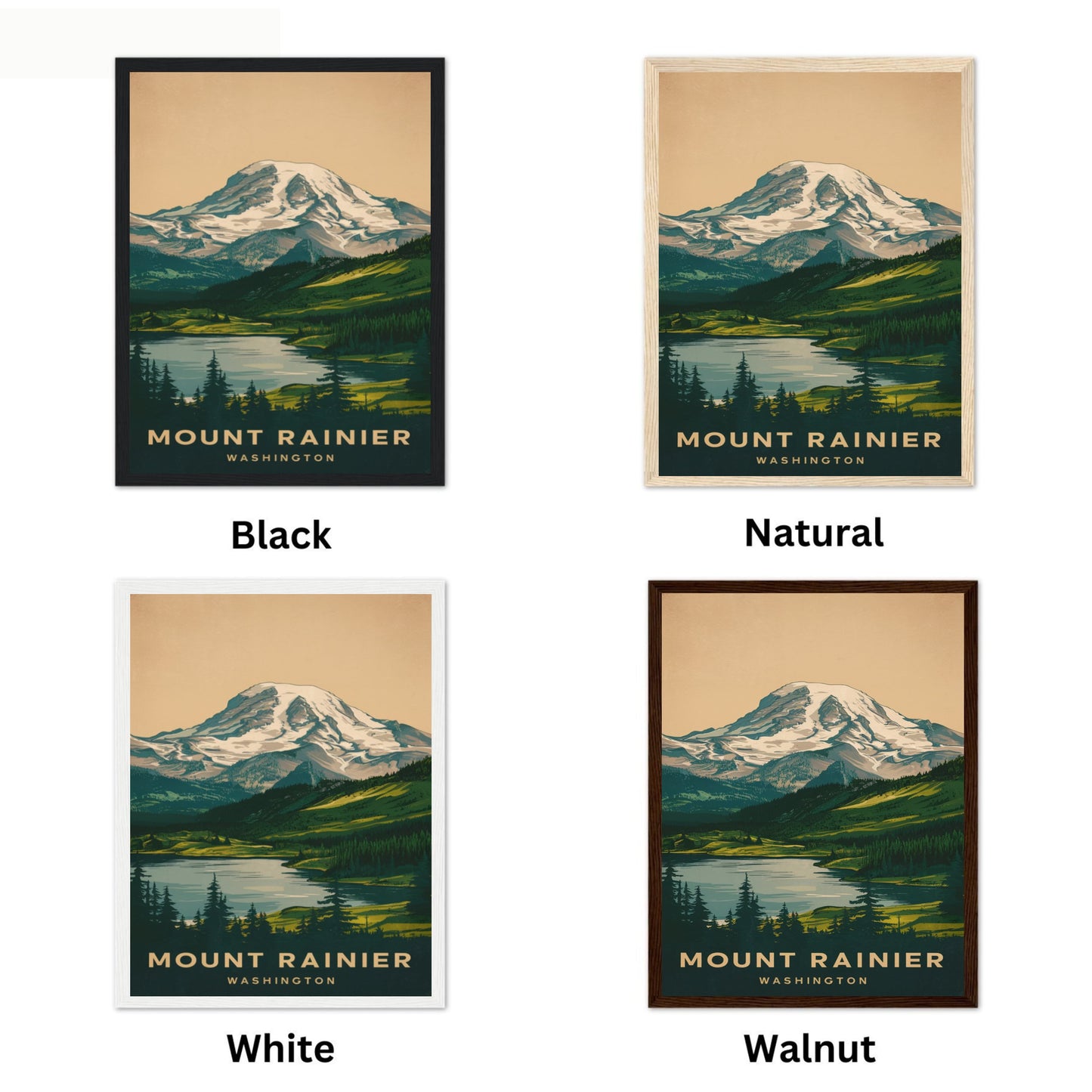 Mount Rainer Vintage Travel Poster - Retro Mountain Views