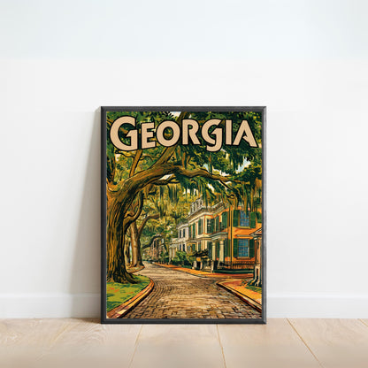 Georgia Vintage Travel Poster - Savannah