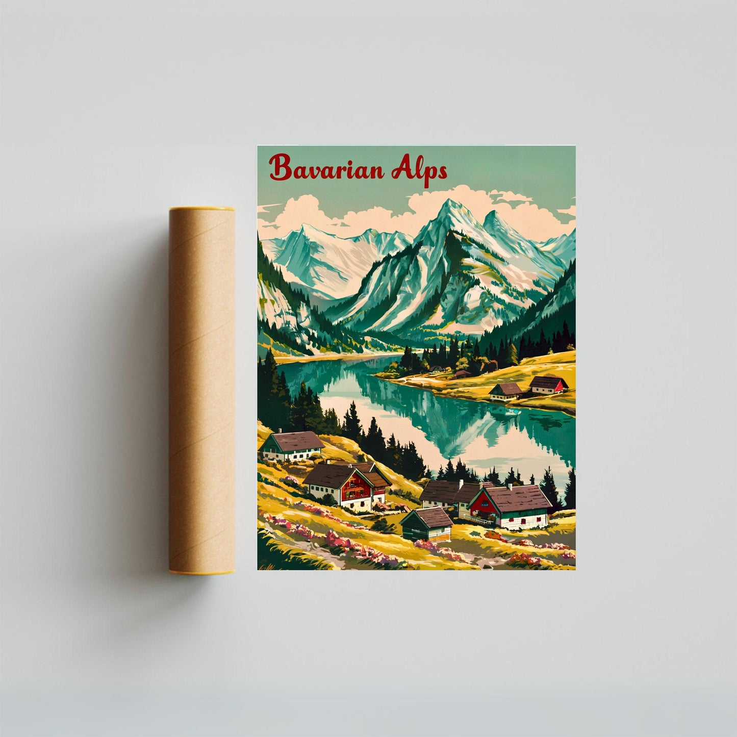 Bavarian Alps Vintage Travel Poster