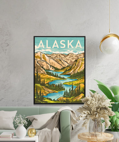 Alaska Vintage Travel Poster - Wilderness Majesty