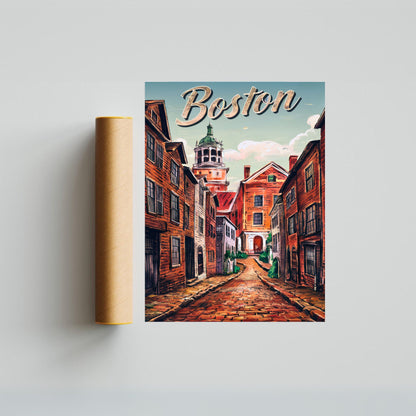 Boston Vintage Travel Poster - Timeless Cityscape