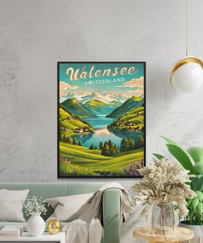 Walensee Vintage Travel Poster - Timeless Alpine Tranquility