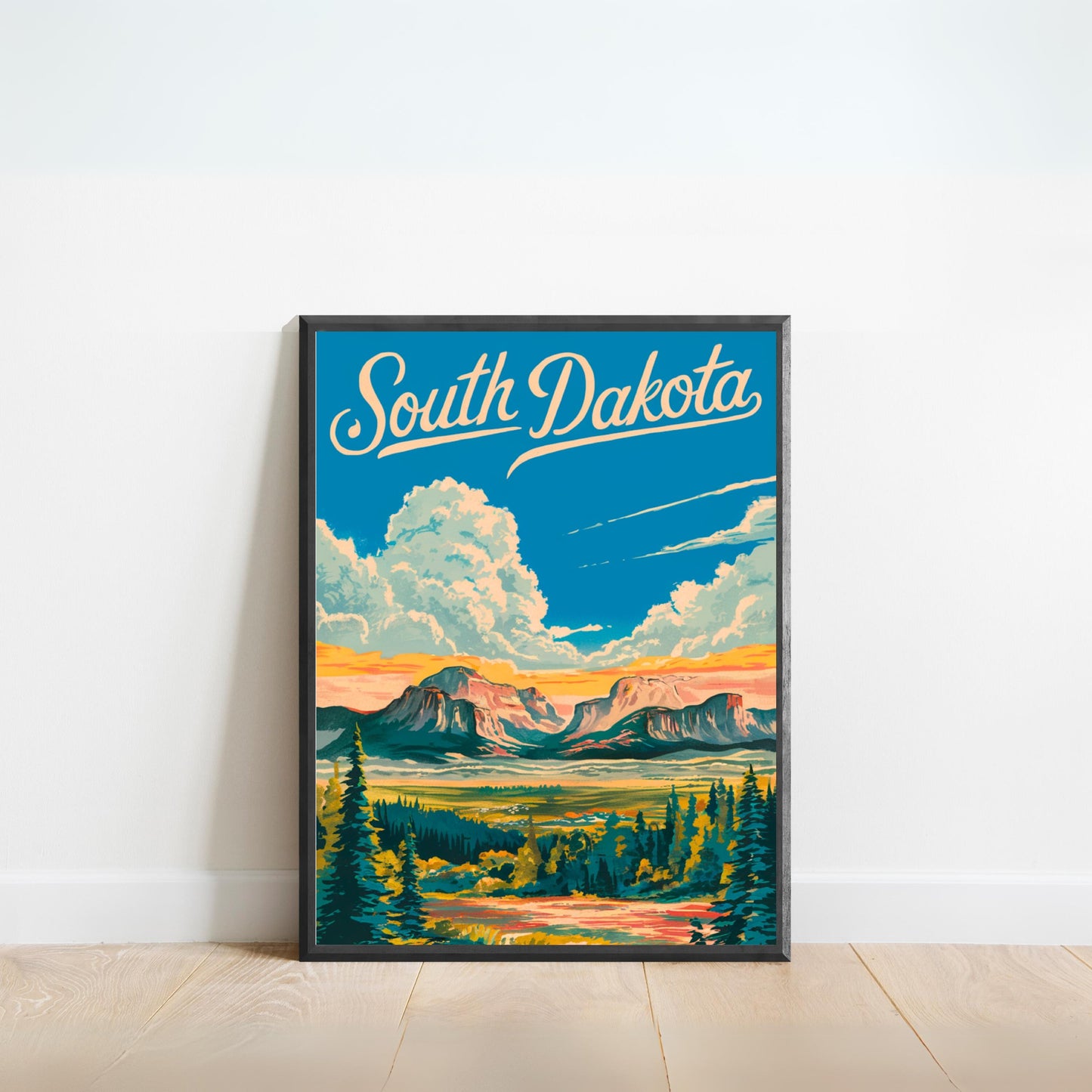 South Dakota Vintage Travel Poster - Majestic Peak