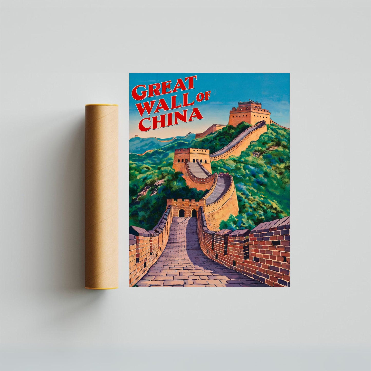 Great Wall of China Vintage Travel Poster - Timeless Ancient Wonder