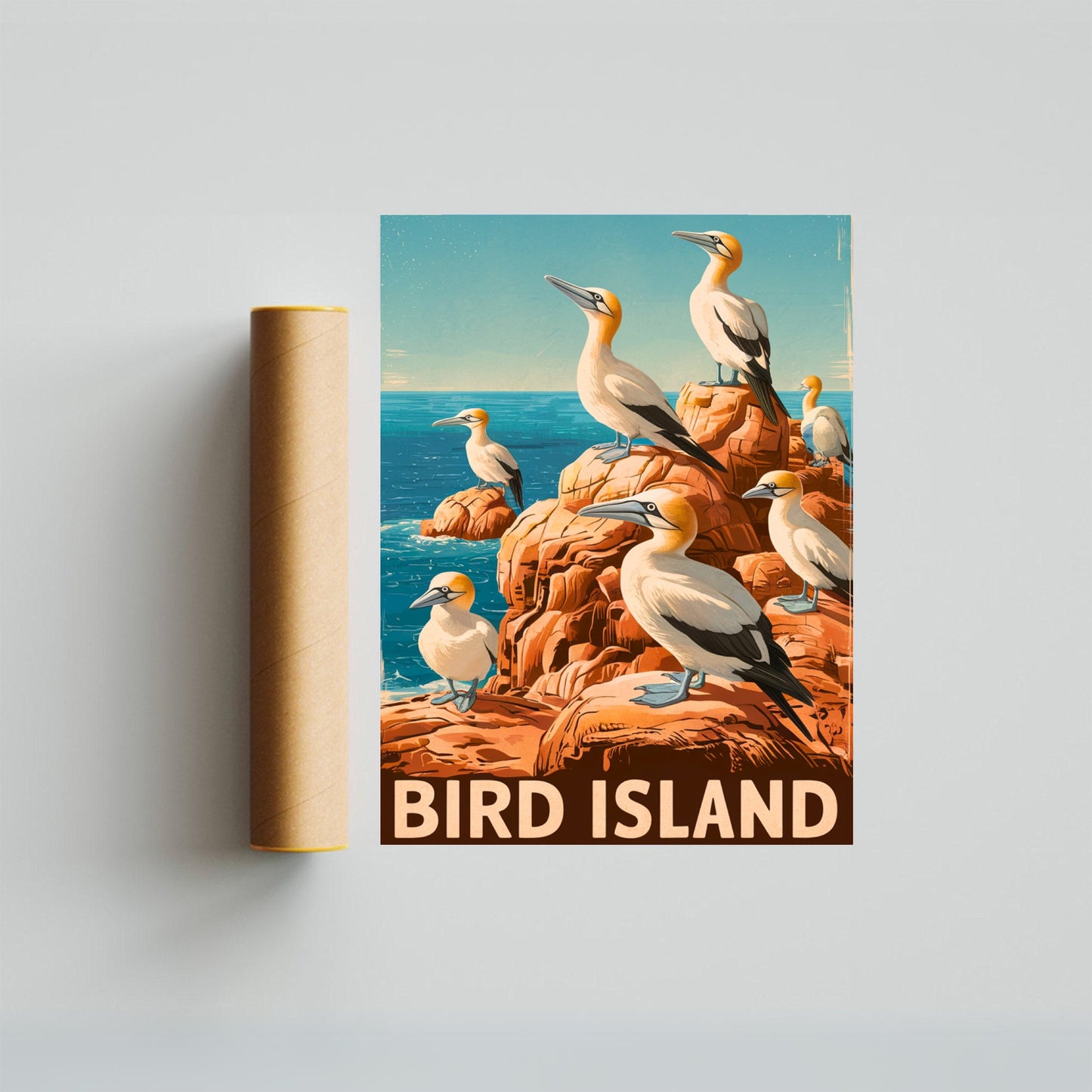 Bird Island Vintage Travel Poster