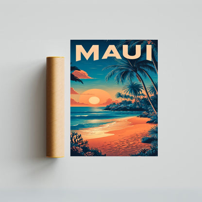 Maui Vintage Travel Poster - Aloha Island Charm