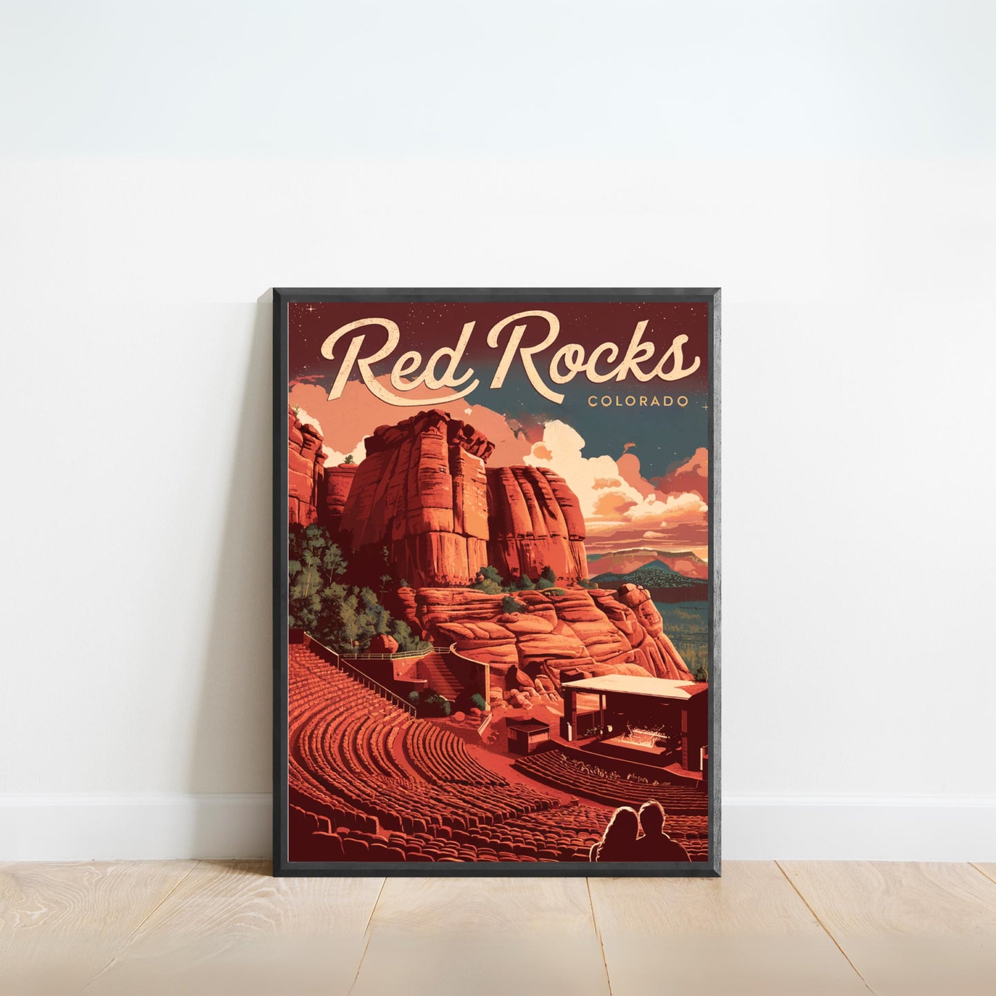 Red Rocks Vintage Travel Poster