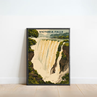 Victoria Falls Vintage Travel Poster - Majestic African Cascade