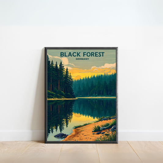 Black Forest Vintage Travel Poster  - Germany Forest