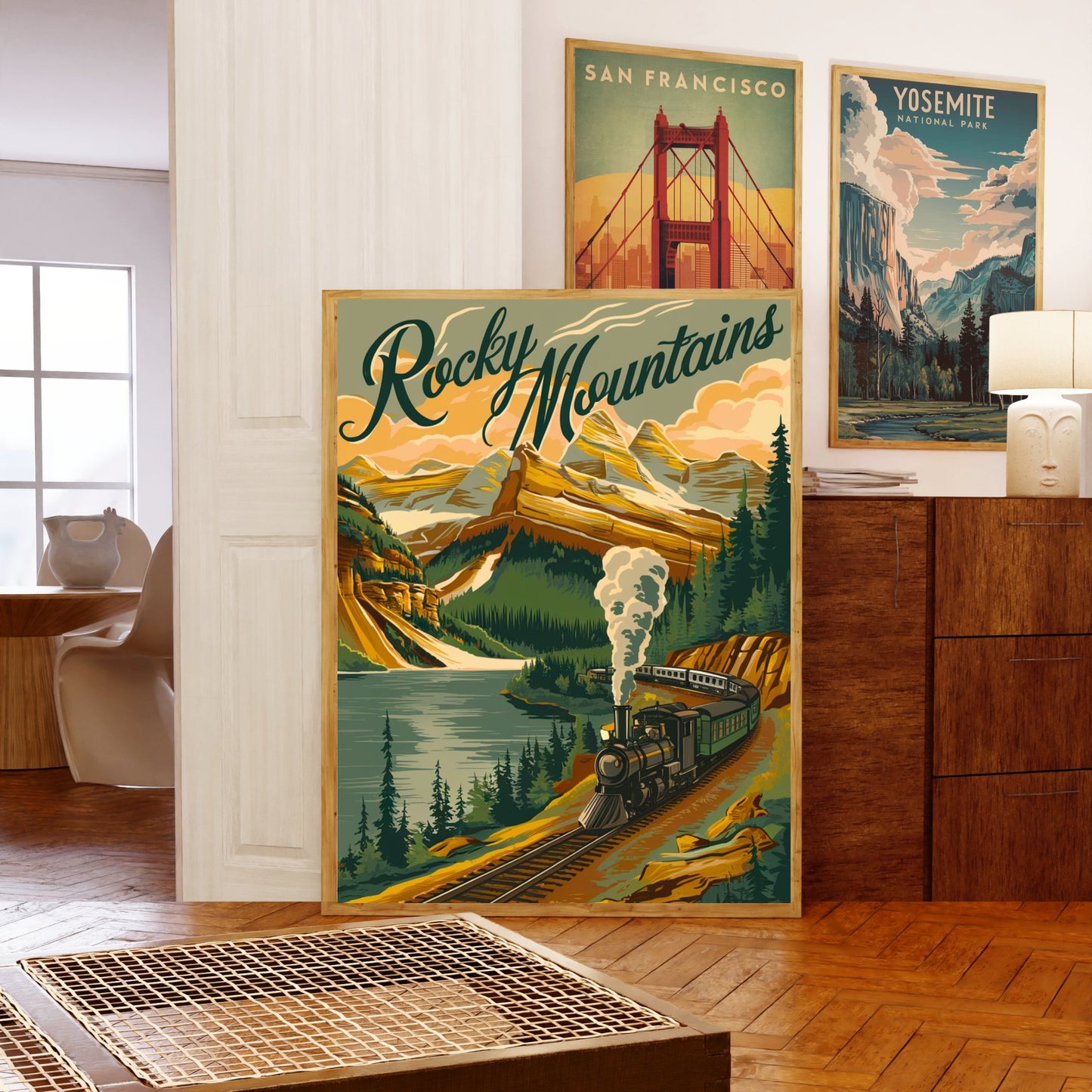 Rocky Mountains Vintage Travel Poster - Majestic Peaks