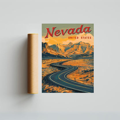 Nevada Vintage Travel Poster