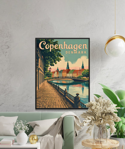 Copenhagen Vintage Travel Poster - Heart of Denmark