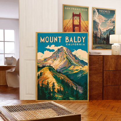 Mount Baldy Vintage Travel Poster - Timeless Mountain Majesty