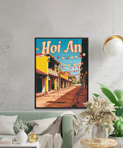 Hoi An Vintage Travel Poster - Lanterns of Old Town Charm in Vietnam