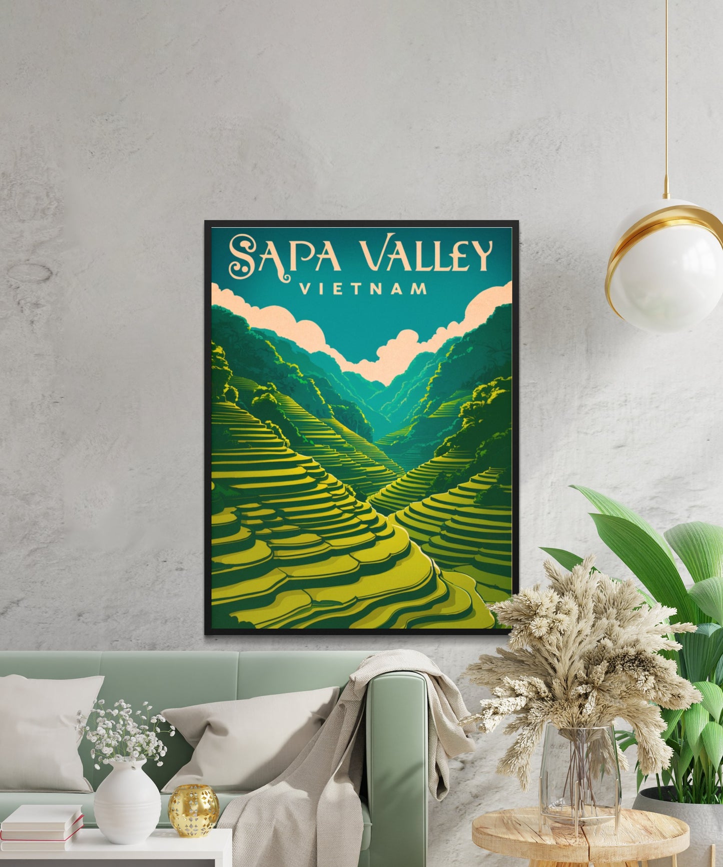 Sapa Valley Vintage Travel Poster