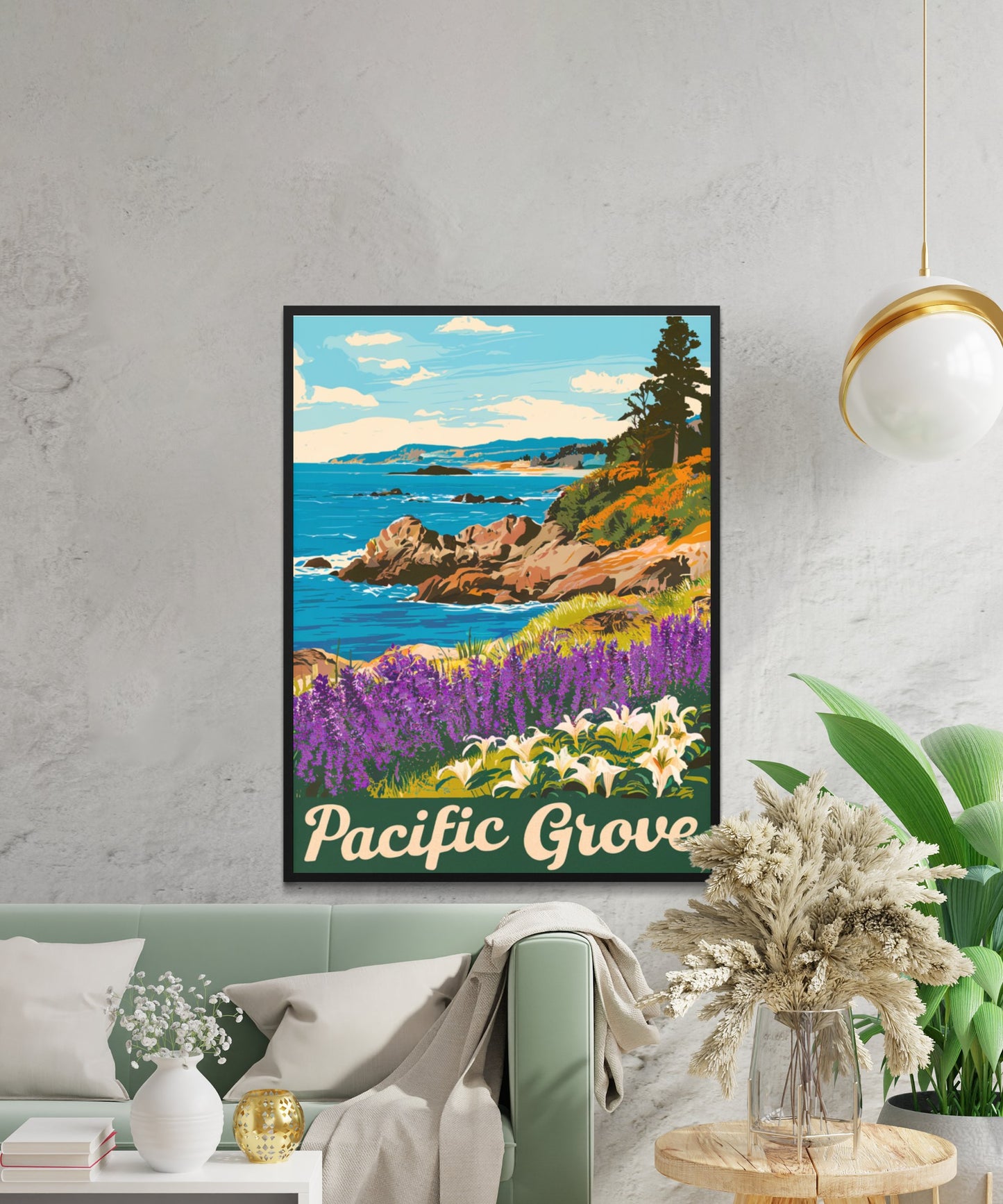 Pacific Grove Vintage Travel Poster - Lakeside Elegance