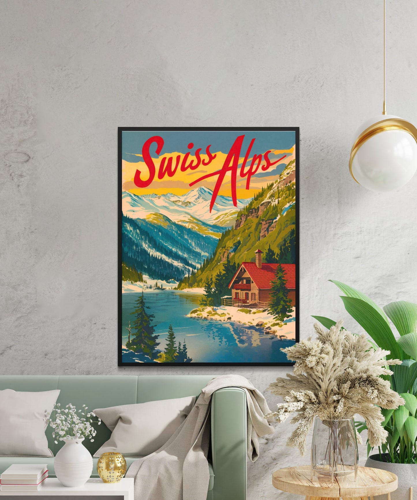 Swiss Alps Vintage Travel Poster