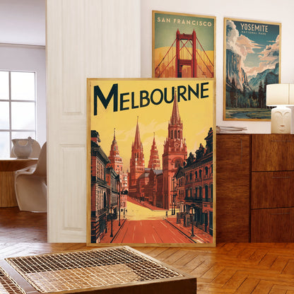 Melbourne Vintage Travel Poster - City Street