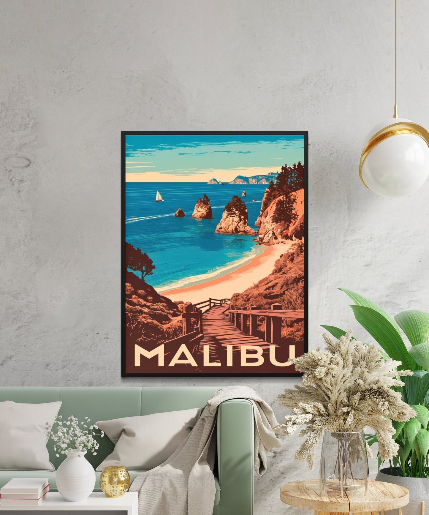 Malibu Vintage Travel Poster - Nostalgic Malibu Coastline