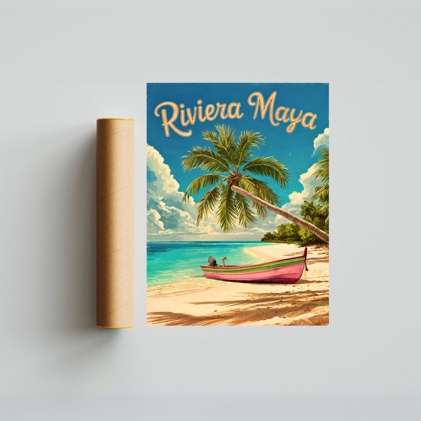 Riviera Maya Vintage Travel Poster - Mexico Paradise Island