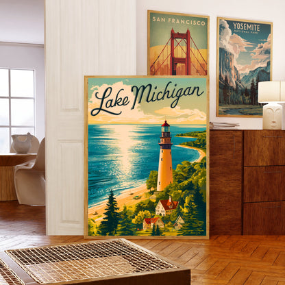 Lake Michigan Vintage Travel Poster