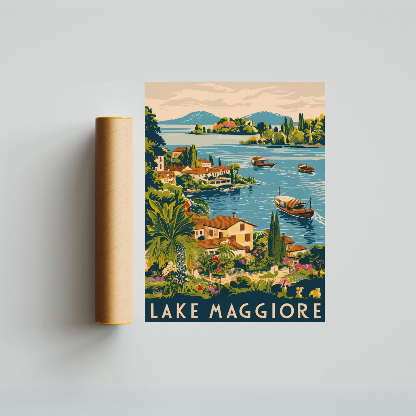 Lake Maggiore Vintage Travel Poster  - Timeless Italian Grandeur