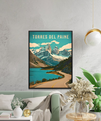 Torres del Paine Vintage Travel Poster - Patagonian Paradise