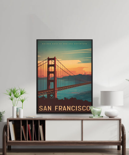 San Francisco Vintage Travel Poster - Bay Area Charm