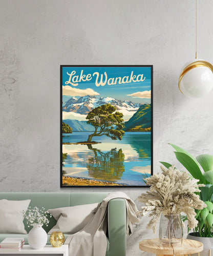 Lake Wanaka Vintage Travel Poster