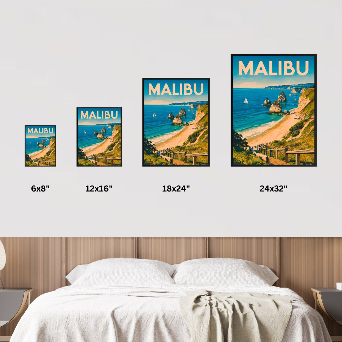 Malibu Vintage Travel Poster - Retro Malibu Beach Vibes