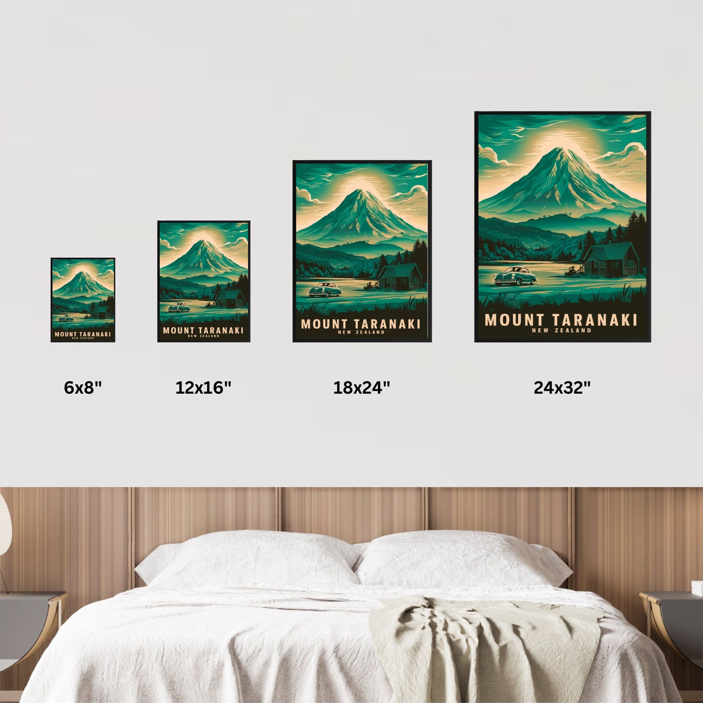 Mount Taranaki Vintage Travel Poster - Mountainous Landscape