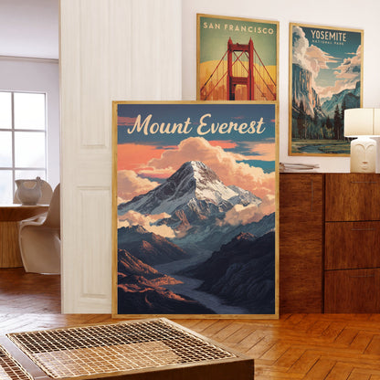 Mount Everest Vintage Travel Poster - Above the Clouds