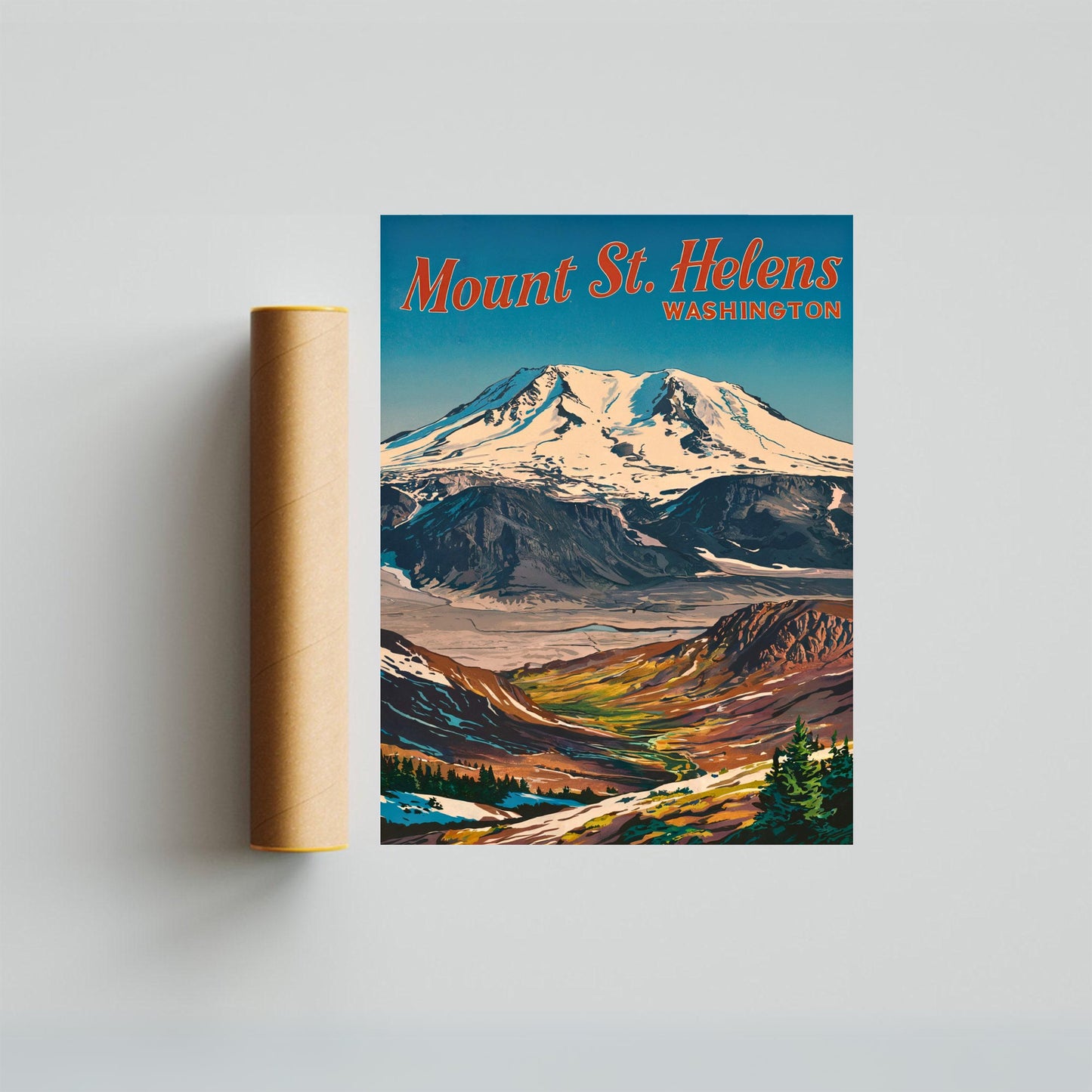 Mount St. Helens of China Vintage Travel Poster