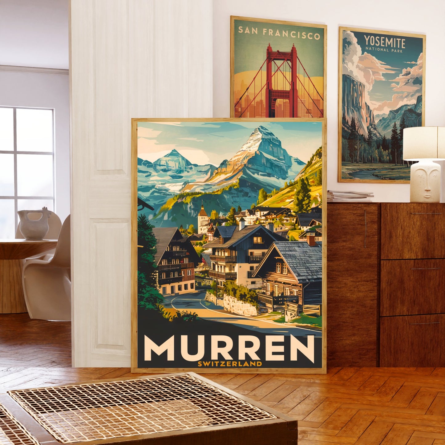 Murren Vintage Travel Poster - Snowy Summits