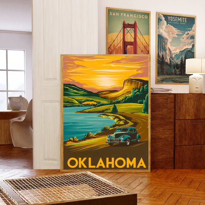 Oklahoma Vintage Travel Poster - Lake Country