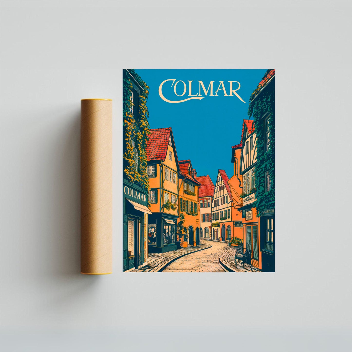 Colmar Vintage Travel Poster - Busy Streets