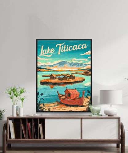 Lake Titicaca Vintage Travel Poster - Majestic Waters of the Altiplano