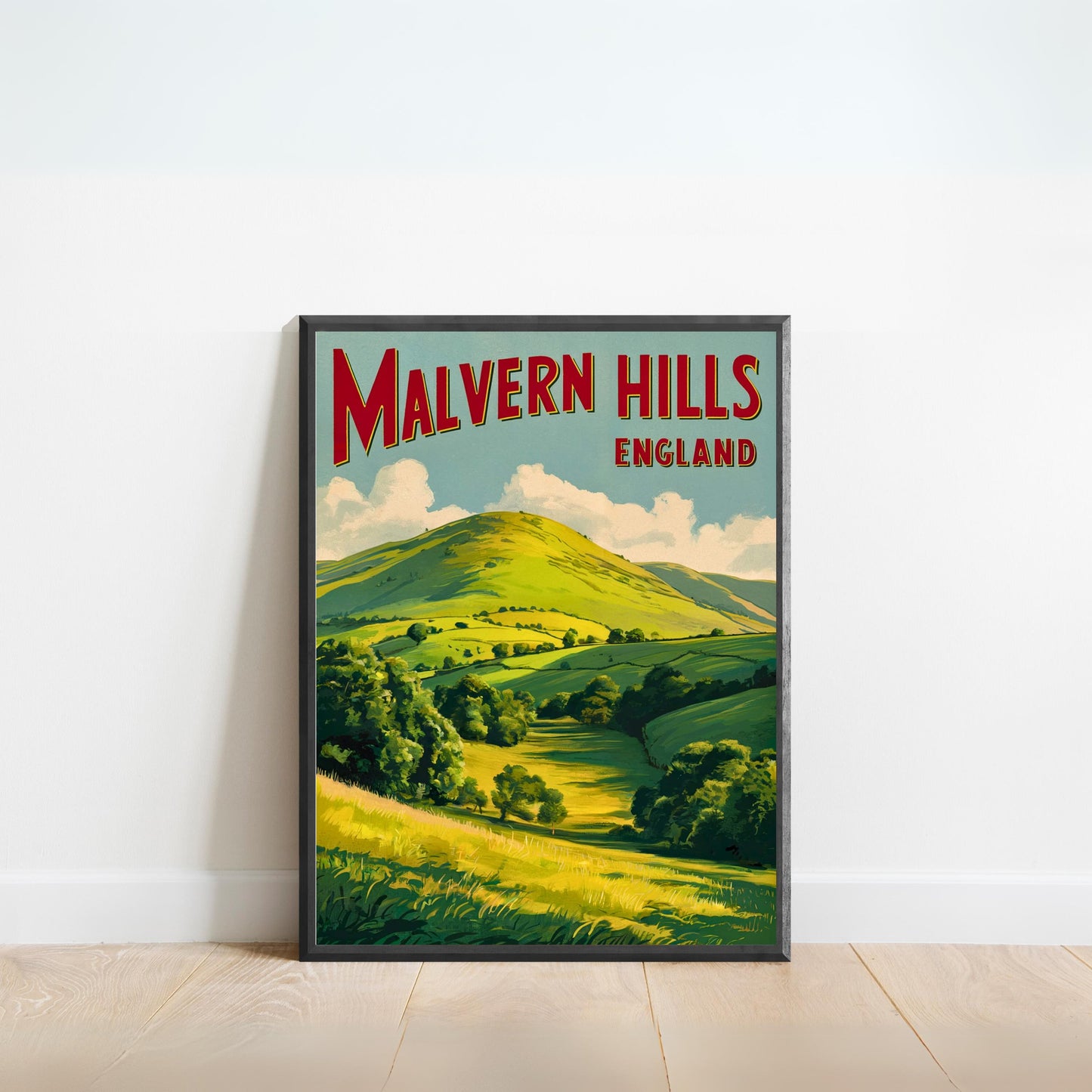 Malvern Hills Vintage Travel Poster  - Timeless English Countryside